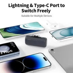 iWALK LinkPod Switch 5000mAh Rotary Power Bank USB-C & Lightning Black