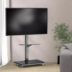Premium Mobile TV Floor Stand with Wheels for 32-70 Inch LED LCD OLED QLED TVs, Height Adjustable Swivel TV Cart with AV Shelf, Universal VESA Mount, Cable Management, Supports 40Kg