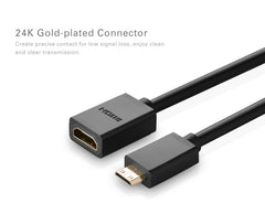 كيبل محول يوجرين ميني HDMI ذكر إلى HDMI أنثى بطول 22 سم (أسود)