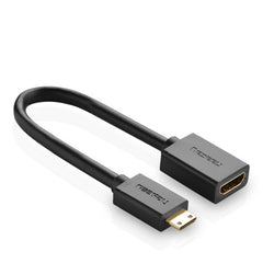 كيبل محول يوجرين ميني HDMI ذكر إلى HDMI أنثى بطول 22 سم (أسود)