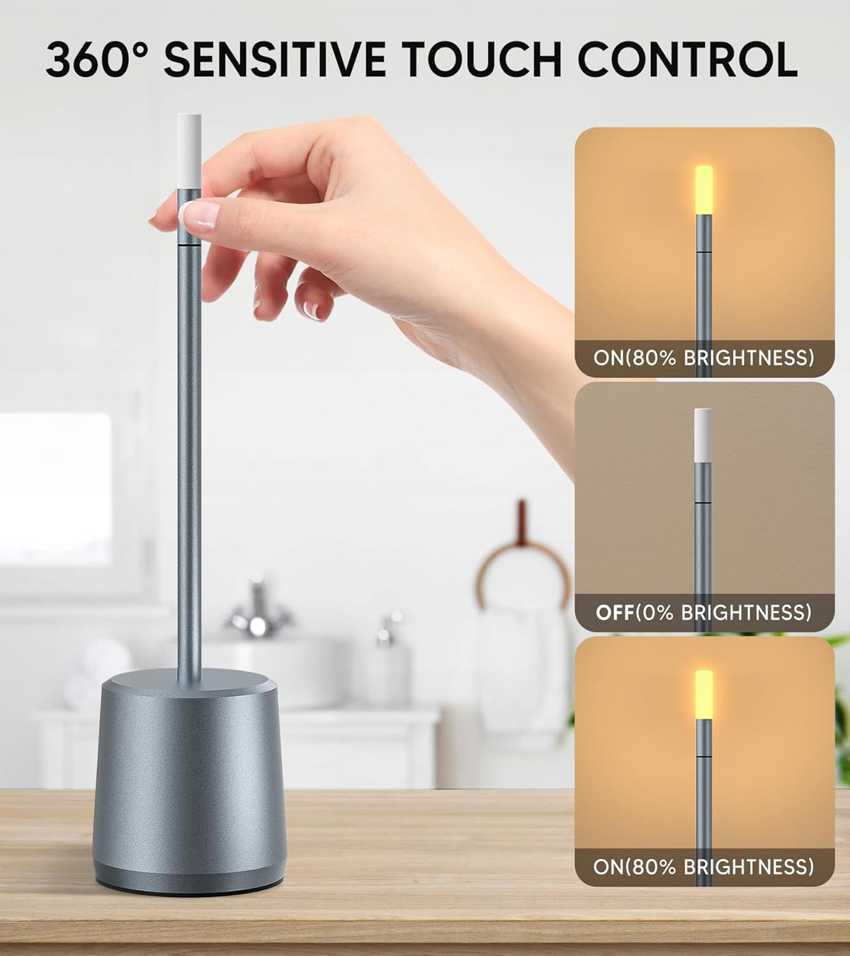 Touch Sensor Bar Table Lamp Rechargeable:Light Grey