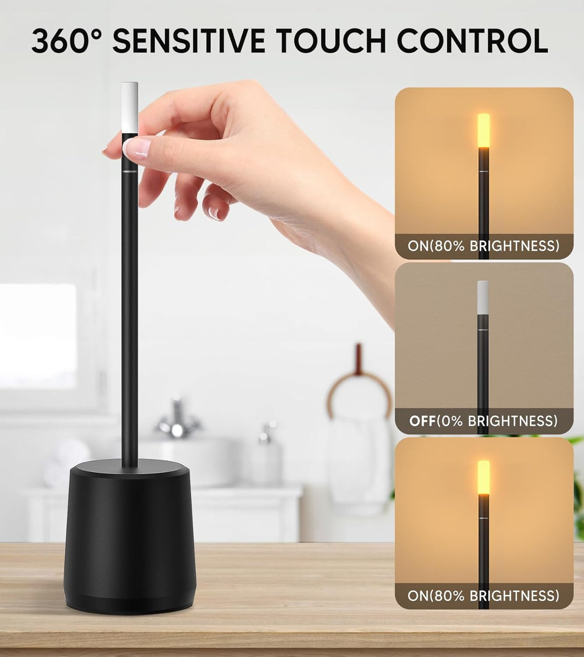 Touch Sensor Bar Table Lamp Rechargeable:Light-Black