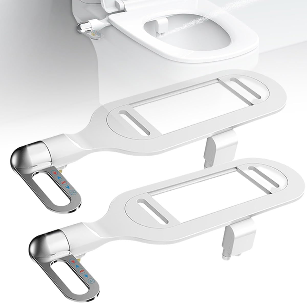 Ultra-Slim Non-Electric Toilet Bidet Attachment with Dual Cleaning Nozzles, Adjustable Water Pressure, Bidet Wash & Female Wash, Easy Installation