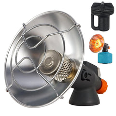 Portable Gas Camping Radiant Heater with Stainless Steel Heating Net, Protective Safety Guard, Heat Reflector, Adjustable Control Valve & Direct Tank Connection