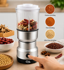 PURE 2-in-1 Electric Grinder 350W with Stainless Steel Grinding Bowl, Transparent Cover, Metal Blade, 85g Capacity, One-Touch Power Switch and 220-240V Compact Kitchen Grinder for Coffee Beans, Nuts, Grains and Spices