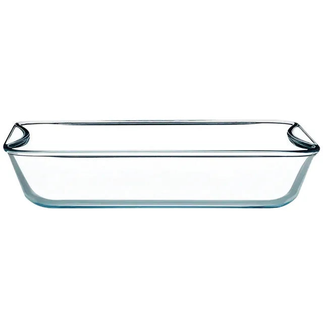 Borosil Rectangular Clear Glass Baking Dish, Microwave Oven Safe Cookware for Baking Serving and Food Preparation