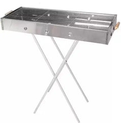 Foldable Portable Barbeque Grill Chrome Plated Stand with for Outings, Camping, Picnics and Vacations