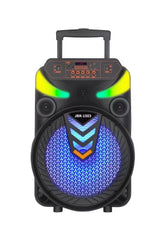 15 Inch Portable Rechargeable Bluetooth Party Speaker with 1700W Peak Music Power, RGB LED Lights, 2 Wireless Microphones, RC, TWS, USB, AUX, TF Card, MP3 Playback & Karaoke Function