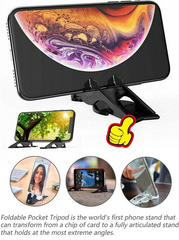 Mini Foldable Pocket Sized Phone Holder Tripod with Interchangeable Adapters (Assorted Colors)