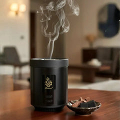 Portable Rechargeable Electric Bakhoor & Oud Incense Burner with 2000mAh Battery, 2-in-1 Charcoal & Oud Modes, Flameless Electric Heating, Built-in Fan, USB-C Charging & LED Battery Indicator