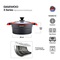 Daewoo 24 cm Granite Pot X Series - Red/Black