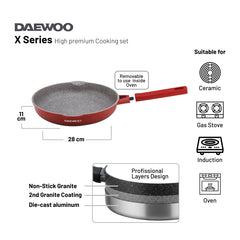 Daewoo Granite Frying Pan 28 cm - Red