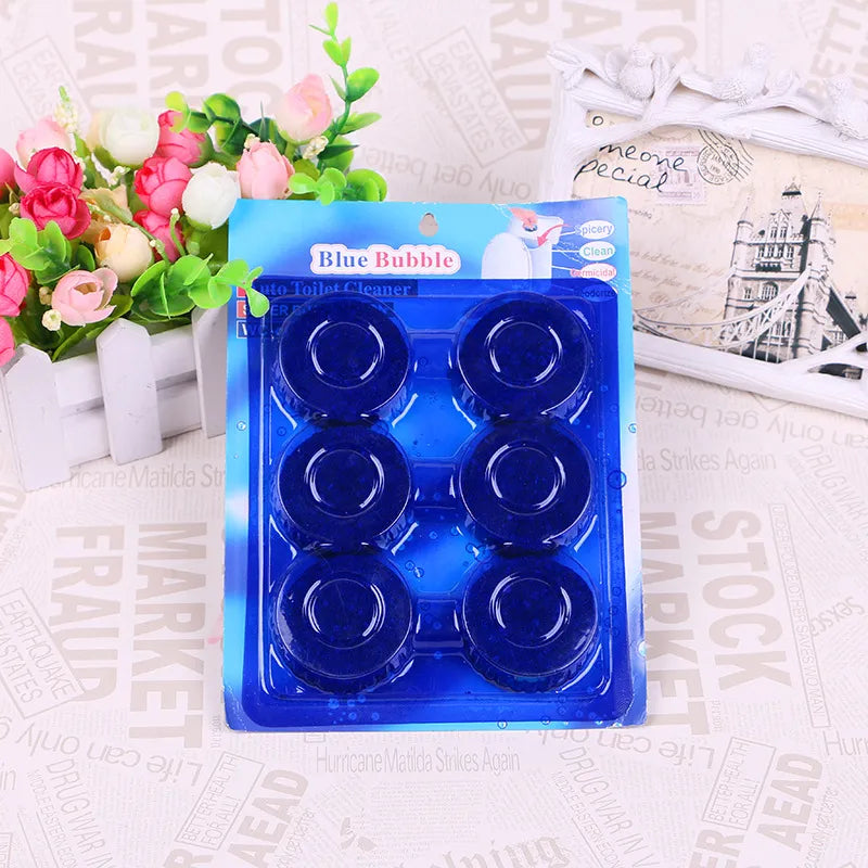 Automatic Blue Toilet Cleaning Blocks 6 Pack | Super Dual Action Toilet Bowl Cleaner & Deodorizer | Germ-Killing Toilet Tank Cleaning Tablets | Long-Lasting Fresh Fragrance Up to 1 Month Per Block