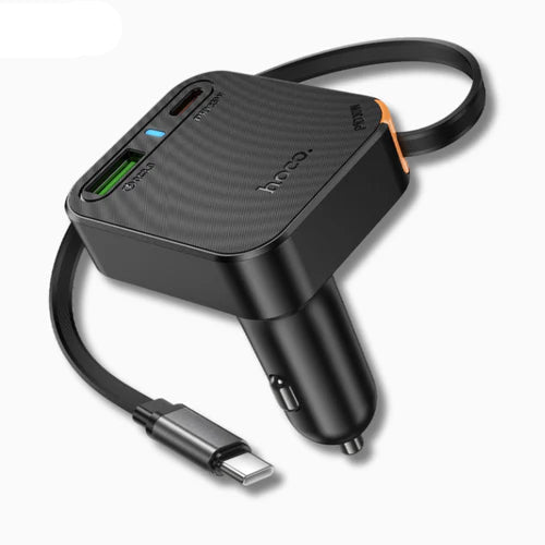 شاحن سيارة HOCO NZ18 Guardian PD65W مع كابل قابل للسحب