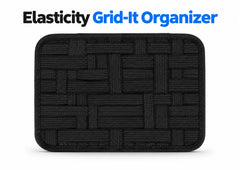 Elastic Grid-It Organizer with Flexible Retention Straps, Rear Zipper Pocket & Multi-Purpose Gadget, Cable, Tool & Travel Storage – 27.5 × 19.5 × 0.8 CM