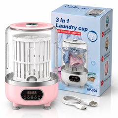 3L Fully Automatic Portable Mini Washing Machine & Spin Dryer with 3000mAh Rechargeable Battery, Type-C Charging, Blue Light, Digital Display & Dehydration Basket