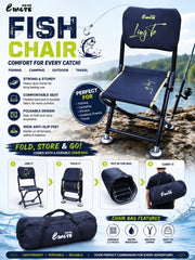 LingTe Portable Foldable Fishing Chair with 8-Gear Adjustable Legs, Padded Backrest, Wide Anti-Slip Feet & Carry Bag for Camping, Fishing & Outdoor