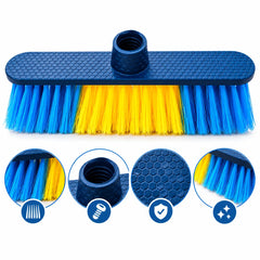 Heavy Duty 29 CM Multi-Surface Broom Head with 7 CM Dense Durable Bristles, Threaded Handle Fit & Sturdy Plastic Body