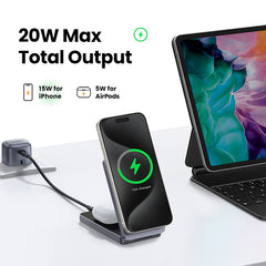 UGREEN 2-in-1 Magnetic Wireless Charger 15w (Space Grey)