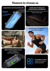 Yesido IO45 Smart Health Bracelet with Heart Rate Sensor, Blood Oxygen, Body Temperature & Sleep Monitoring, Bluetooth 5.4 Fitness Tracker, 175mAh Battery, Waterproof Activity Band for Android & iOS
