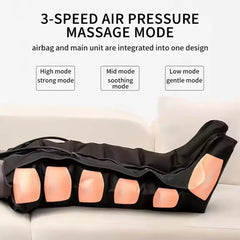 Full Leg & Foot Air Compression Massager 24W with 6-Zone Airbag System, 360° Massage, 3 Massage Modes, 3 Adjustable Intensity Levels, Digital Touch Controller, Foot Calf & Thigh Massage, Adjustable Wraps & Auto Shut-Off