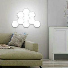 6-piece HexaGlow Touch Wall Light Set - Modular Honeycomb LED Panels with Tool-Free Stick & Screw Mount for Easy Installation