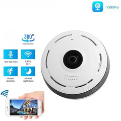 360° Panoramic WiFi Security Camera with  HD, Motion Detection, Night Vision, Two-Way Audio & Fisheye Lens Monitoring System