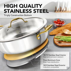 Stainless Steel Multipurpose Steaming & Soup Pot with Tight Lid & Steam Rack
