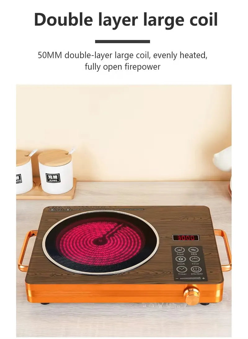 SO SMART S-288 3500W Premium Infrared Cooker with Double Layer Large Coil, Smart Touch & Knob Control, Crystal Glass Heating Plate, Multi-Function Electric Cooker with Timer & Digital Display