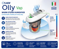 FLAEM Olly Vap 4.5L Warm Steam Humidifier 240-260W with Pre-Cooling System, Up to 14 Hours Operation, Adjustable Steam Flow, Essence Holder, Anti-Scale Heating Element & Night Light