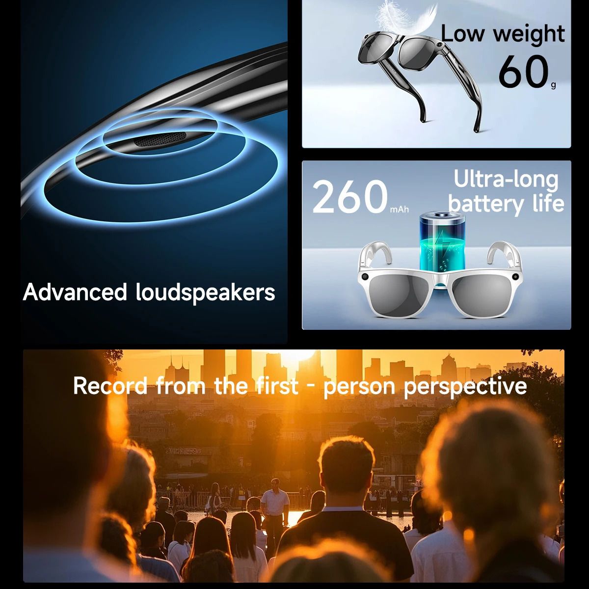 Gl One GL ONE AI-Powered Smart Glasses with HD Camera, 1080p Video Recording ...