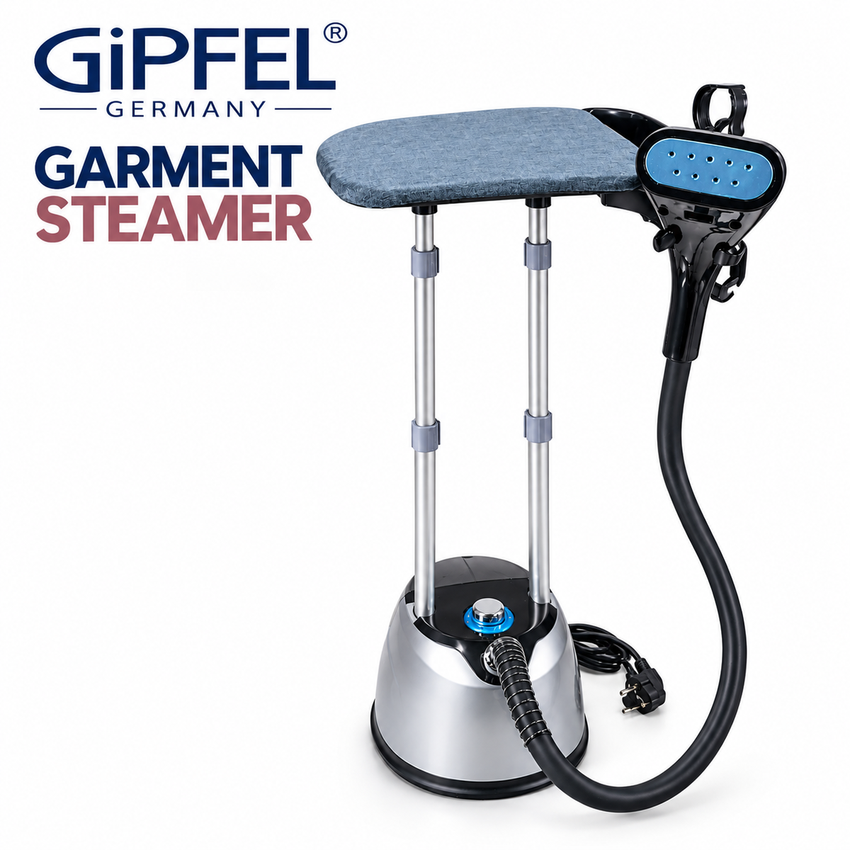 GIPFEL 2400W Professional Garment Steamer with 2L Water Tank, Integrated Ironing Table, Adjustable Double Pole & Strong Continuous Steam