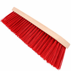 40 CM Heavy Duty Wooden Push Broom Head with 5-Row PET Bristles & Center Pole Mount for Indoor & Outdoor Cleaning