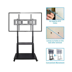 Heavy Duty Mobile Adjustable TV Stand with Wheels Rotatable for 30 to 75 Inch TVs with Media Shelf and AV Rack Universal Floor Mount Display Stand