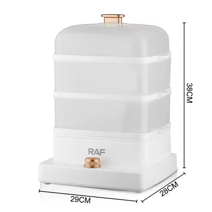 RAF 1200W 3-Tier Electric Food Steamer with 12L Capacity & Rapid Steam Release