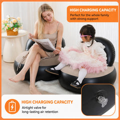 Leedsooy Baby Size Inflatable Sofa Chair with Supportive Backrest, High-Resilience Sponge, Soft-Touch Seat & Airtight Valve for Indoor, Camping & Vacation Use