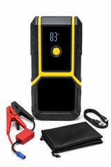 Multifunction 12V Car Emergency Jump Starter with 12000mAh Power Bank, 600A Peak Current, Intelligent Clamps, Dual USB Outputs, Digital LED Display and SOS Flashlight