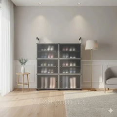 Modern Shoe Storage Cabinet with 6 Transparent Doors & Top Handle Design - 110 x 81 x 29 cm Space Saving Organizer