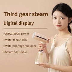 SOKANY SK-12003 1500W Handheld Garment Steamer & Steam Iron with 260ml Water Tank, 3-Speed Adjustable Steam, LED Display, Stainless Steel Panel & Portable Wrinkle Remover