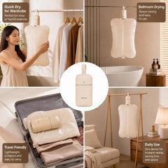 Portable Mini Clothes Dryer with Foldable Drying Bag, 4-Hour Drying, 1-Hour UV Function, Rotating Hanging Handle & Integrated Storage