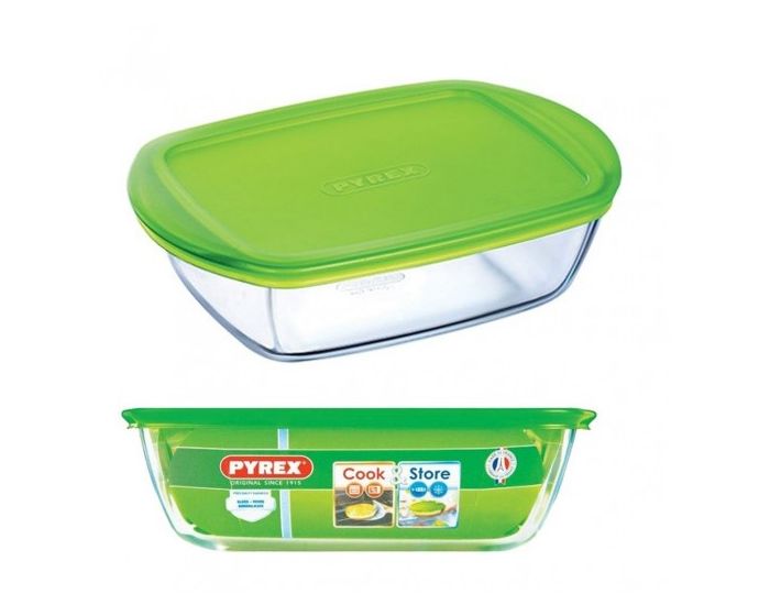 Pyrex Rectangle Dish With Green Lid