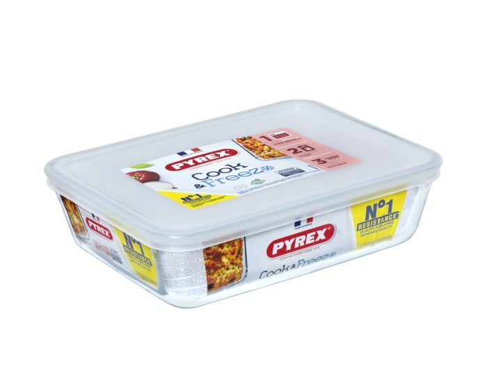 Pyrex Set of 2 Rectangular Storage Dishes with Lids (1.5L + 2.6L)