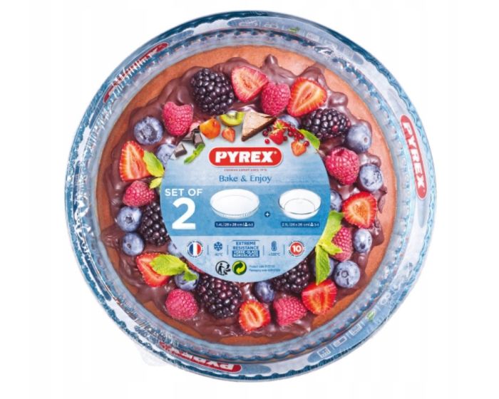 Pyrex Round Dishes Set of 2 PCS (2.1 L+ 1.4 Ltr)