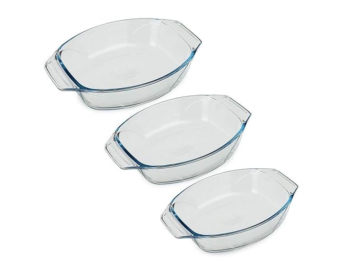 Pyrex Oval Roaster Set of 3 PCS ( 4 +2.8 + 2 ) Liter