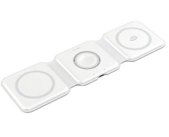 شاحن سفر لاسلكي مغناطيسي محمول قابل للطي 3 في 1 بقوة 15 وات للهواتف الذكية وiWatch وAirpods