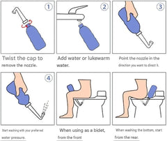 450ML Portable Manual Bidet Spray Bottle with Adjustable Water Pressure, Travel Toilet Washer, Handheld Personal Hygiene Cleaning Bottle for Home, Baby Care & Outdoor Use