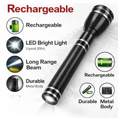 GHS DC-200 Premium Rechargeable LED Flashlight, 5W CREE LED Torch, 2000mAh Battery, Ultra Long Range Beam, Waterproof Emergency Light with Charger