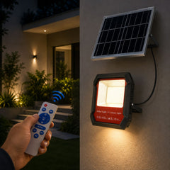 Galaxy Light IP67 Waterproof Solar LED Floodlight with Separate Solar Panel, Intelligent Light Control, Remote Brightness Adjustment, Automatic Mode and Programmable Timers