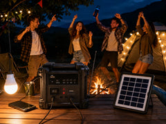 Portable Solar Power Station with 3600mAh Rechargeable Battery, 5W Wireless Speaker, FM Radio, LED Torch & Flood Light, Solar Charging, USB/TF Playback, 5V USB Output & External LED Bulb