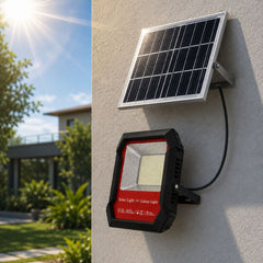 Galaxy Light IP67 Waterproof Solar LED Floodlight with Separate Solar Panel, Intelligent Light Control, Remote Brightness Adjustment, Automatic Mode and Programmable Timers